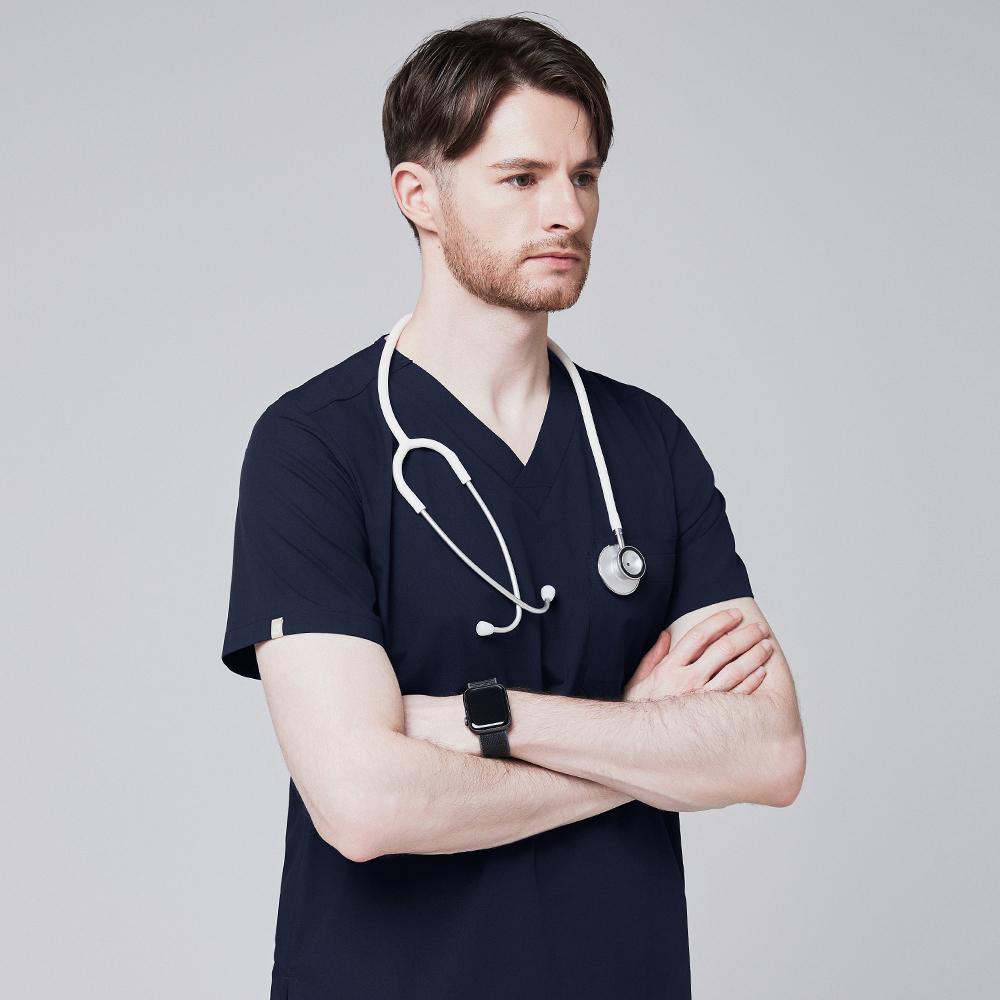 Men's-3-Pocket-Scrub-Top-Navy